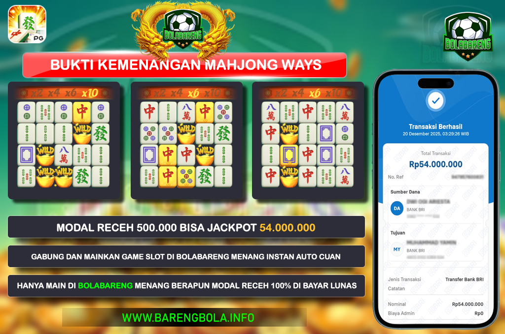 BUKTI KEMENANGAN JACKPOT BOLABARENG 20 DESEMBER 2025